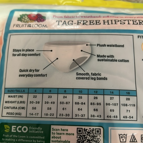 Fruit of the Loom Girls (18) Cotton Hipsters sz 16 - Picture 3 of 3